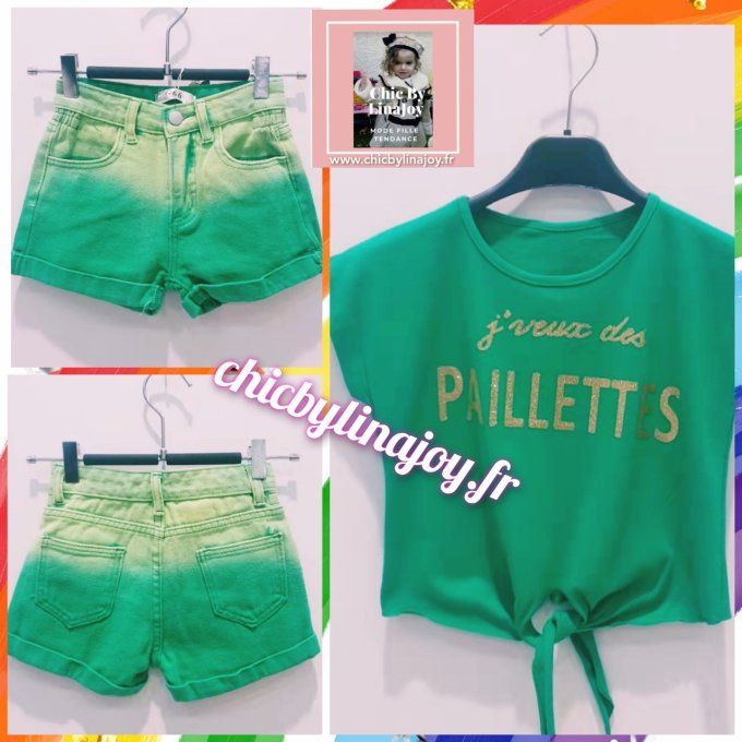 Top j'veux des paillettes ou/et  Short tie & dye